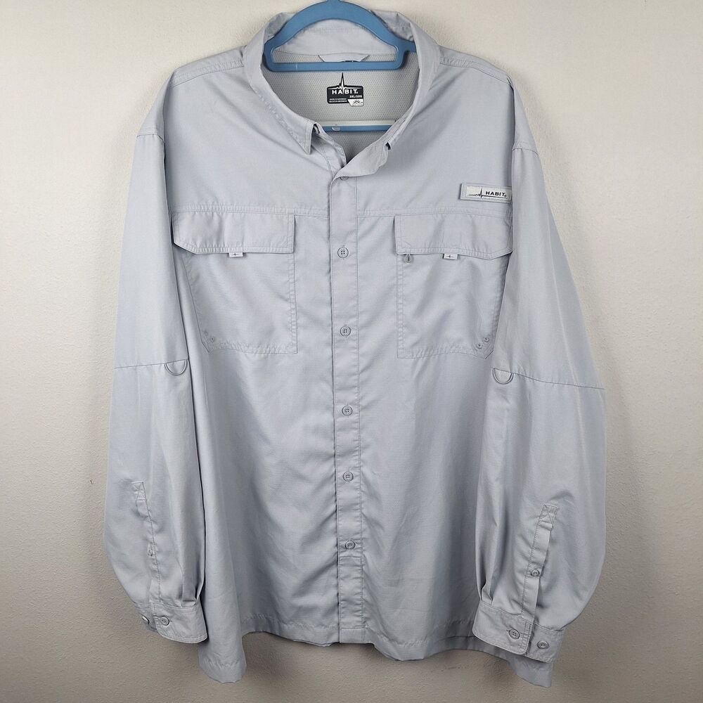 Habit L/S Fishing Shirt Mens 3XL Blue Button Up UPF 40 Vented Outdoor